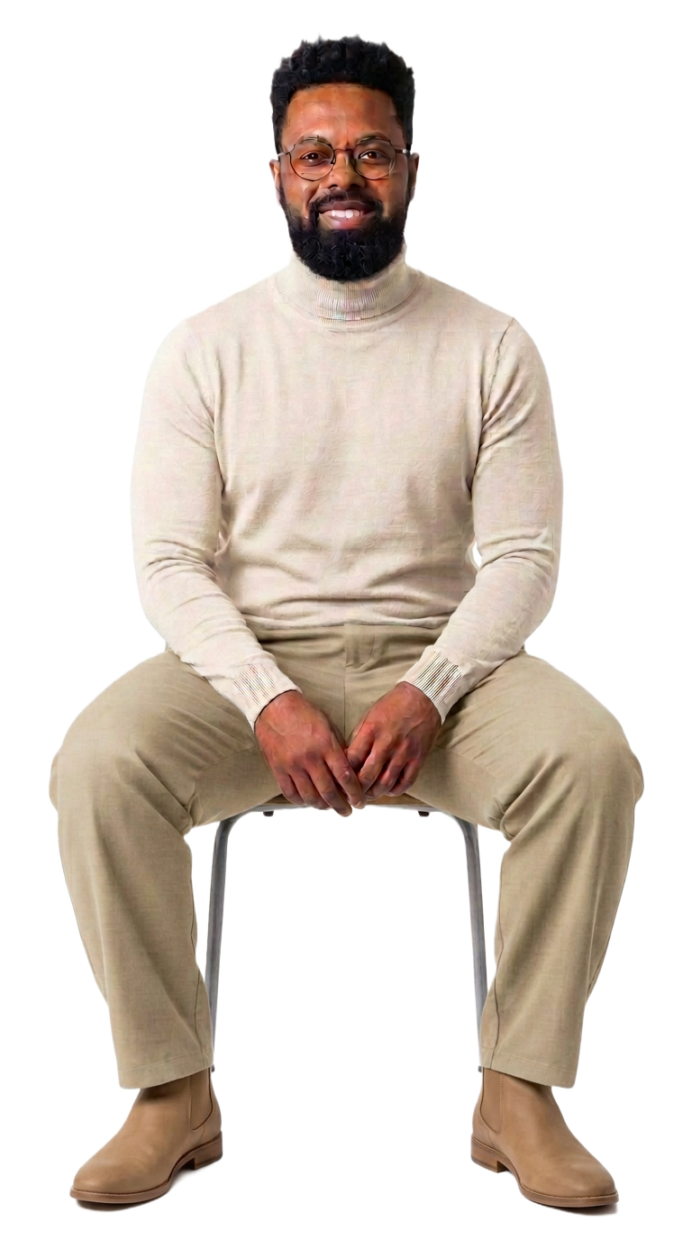 Tony Turner seated on a stool